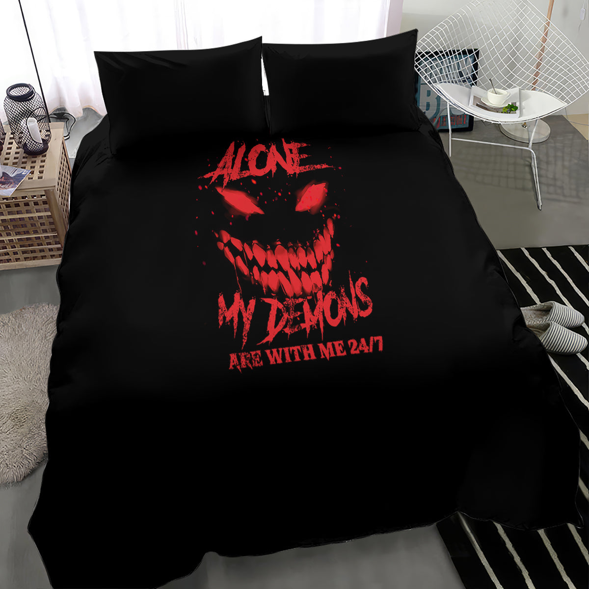I'm Never Alone My Demon Are With Me Bedding Set - Wonder Print Shop