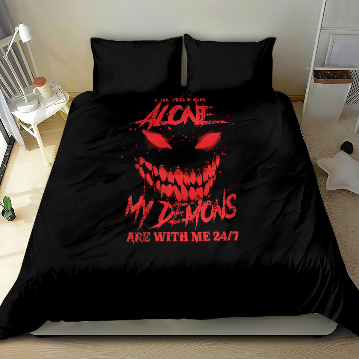 I'm Never Alone My Demon Are With Me Bedding Set - Wonder Print Shop