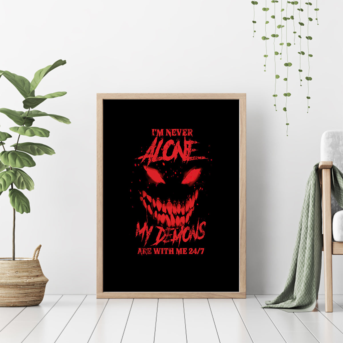 I'm Never Alone My Demon Are With Me Canvas Wall Art - Wonder Print Shop