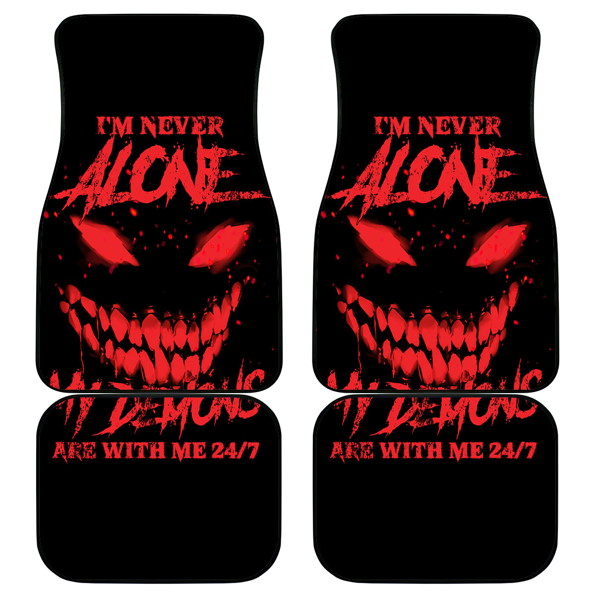 I'm Never Alone My Demon Are With Me Car Mats - Wonder Print Shop