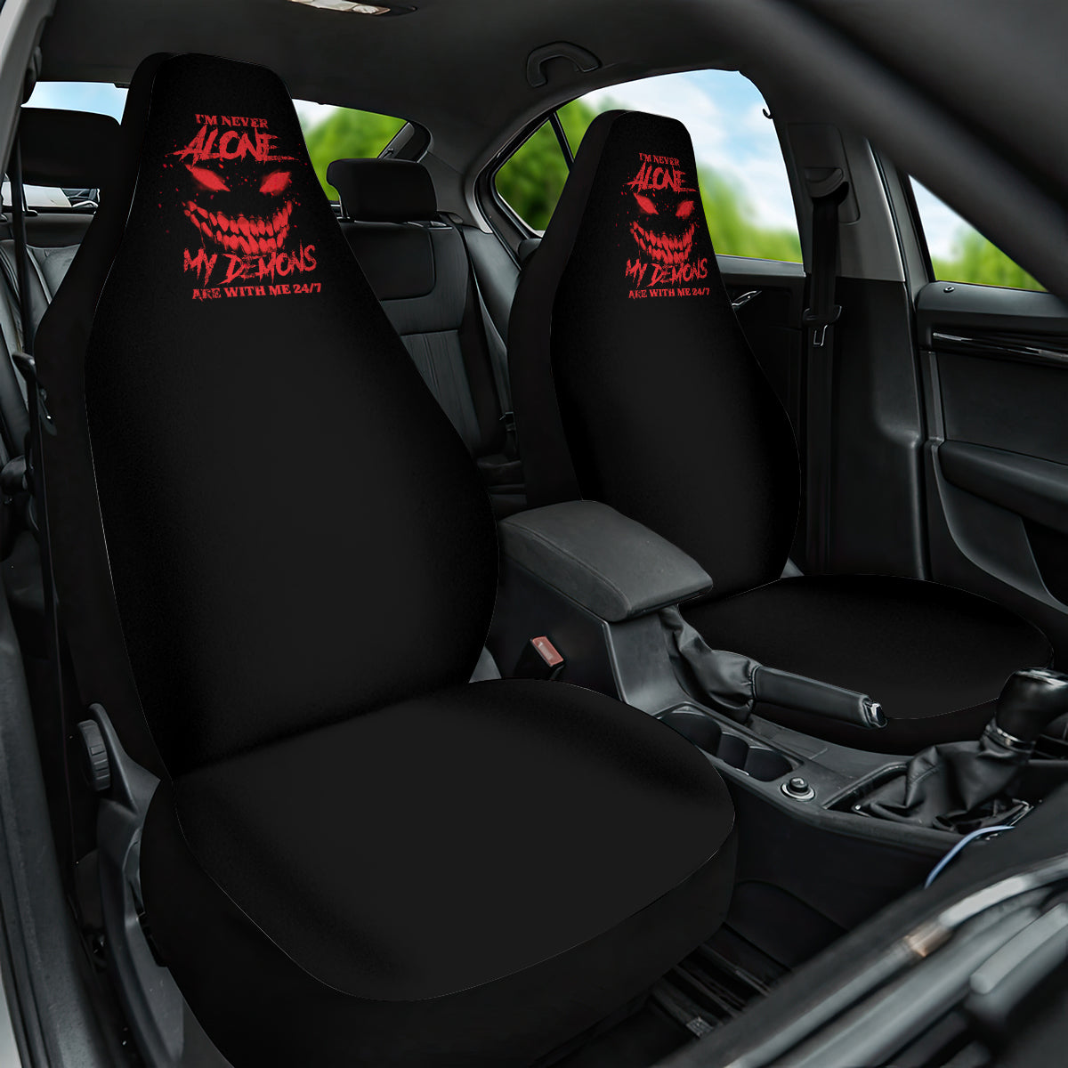I'm Never Alone My Demon Are With Me Car Seat Cover - Wonder Print Shop