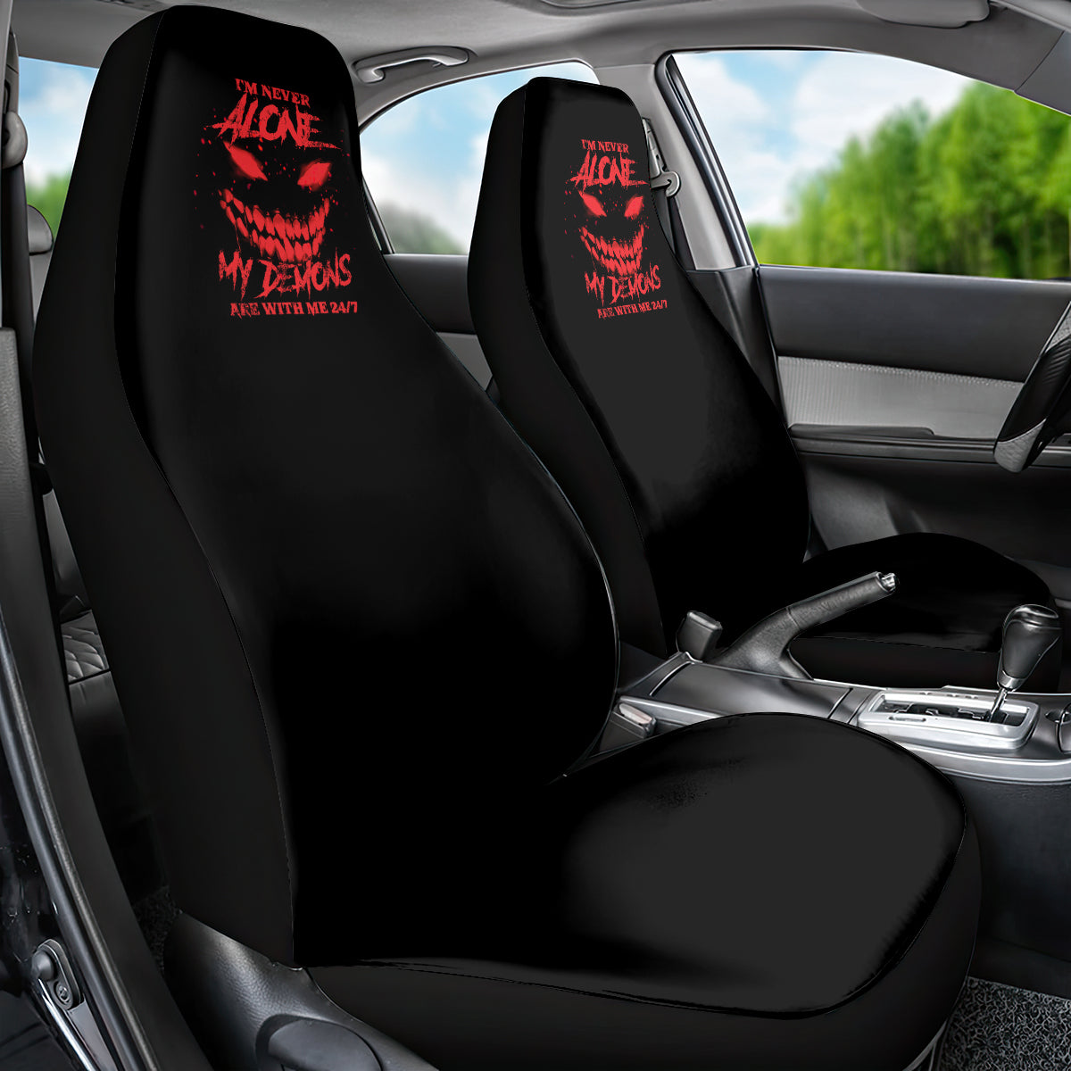 I'm Never Alone My Demon Are With Me Car Seat Cover - Wonder Print Shop