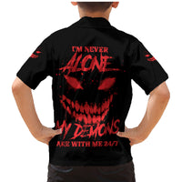 I'm Never Alone My Demon Are With Me Family Matching Mermaid Dress and Hawaiian Shirt - Wonder Print Shop
