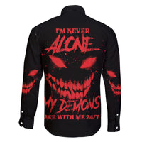 I'm Never Alone My Demon Are With Me Family Matching Off Shoulder Long Sleeve Dress and Hawaiian Shirt - Wonder Print Shop