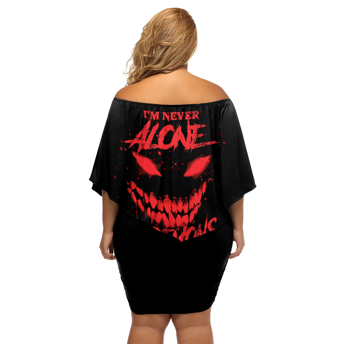 I'm Never Alone My Demon Are With Me Family Matching Off Shoulder Short Dress and Hawaiian Shirt - Wonder Print Shop