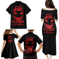 I'm Never Alone My Demon Are With Me Family Matching Puletasi Dress and Hawaiian Shirt - Wonder Print Shop