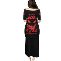 I'm Never Alone My Demon Are With Me Family Matching Puletasi Dress and Hawaiian Shirt - Wonder Print Shop