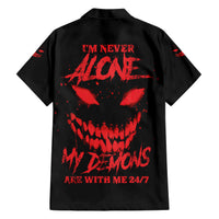 I'm Never Alone My Demon Are With Me Family Matching Short Sleeve Bodycon Dress and Hawaiian Shirt - Wonder Print Shop