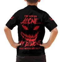 I'm Never Alone My Demon Are With Me Family Matching Summer Maxi Dress and Hawaiian Shirt - Wonder Print Shop