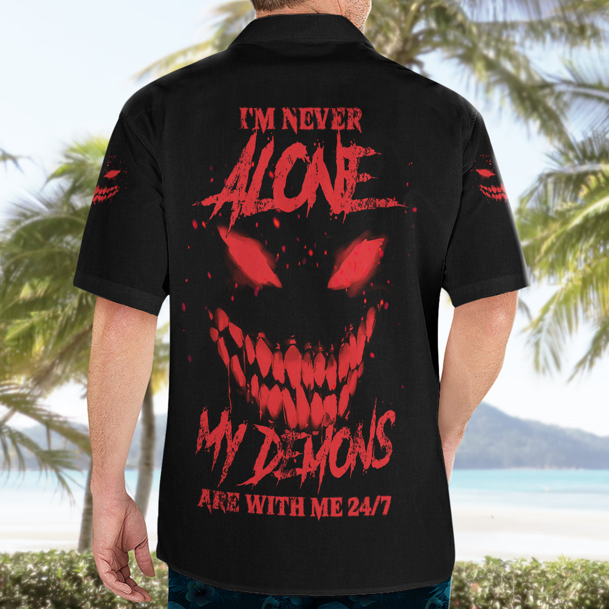 I'm Never Alone My Demon Are With Me Hawaiian Shirt - Wonder Print Shop