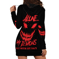 I'm Never Alone My Demon Are With Me Hoodie Dress - Wonder Print Shop