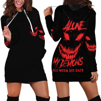 I'm Never Alone My Demon Are With Me Hoodie Dress - Wonder Print Shop