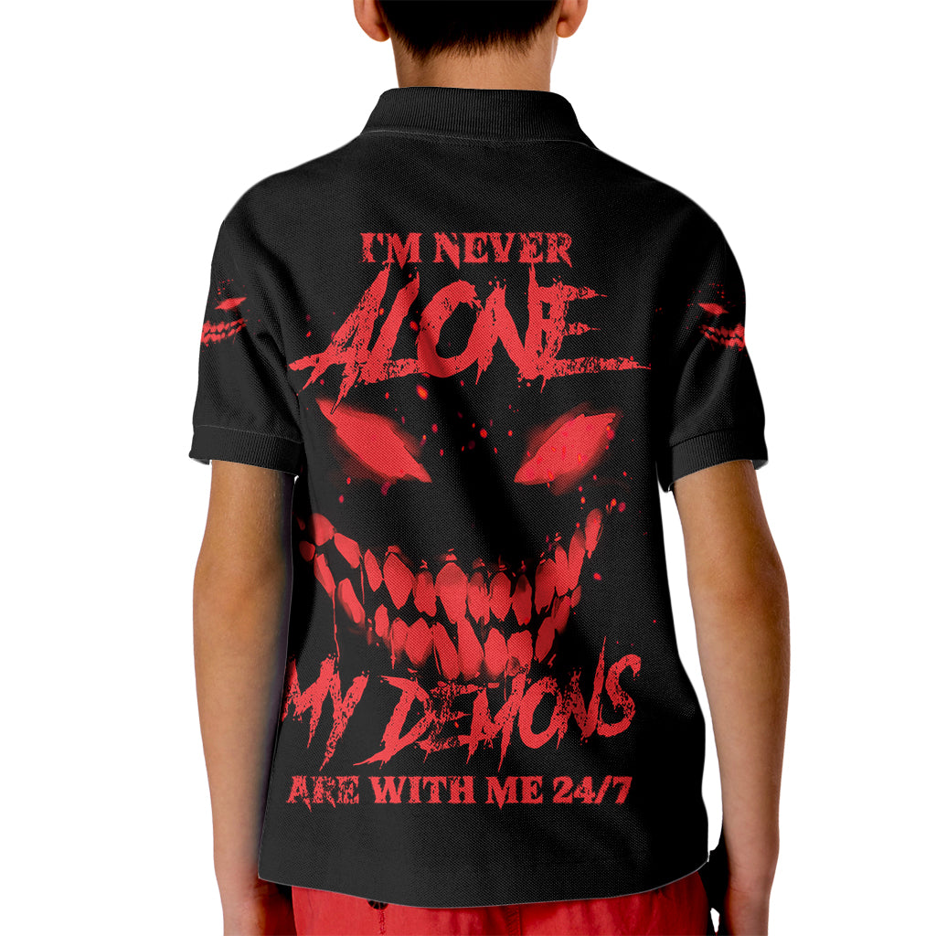I'm Never Alone My Demon Are With Me Kid Polo Shirt - Wonder Print Shop