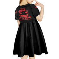 I'm Never Alone My Demon Are With Me Kid Short Sleeve Dress - Wonder Print Shop