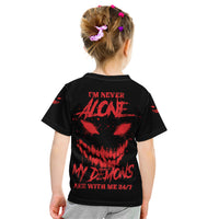 I'm Never Alone My Demon Are With Me Kid T Shirt - Wonder Print Shop