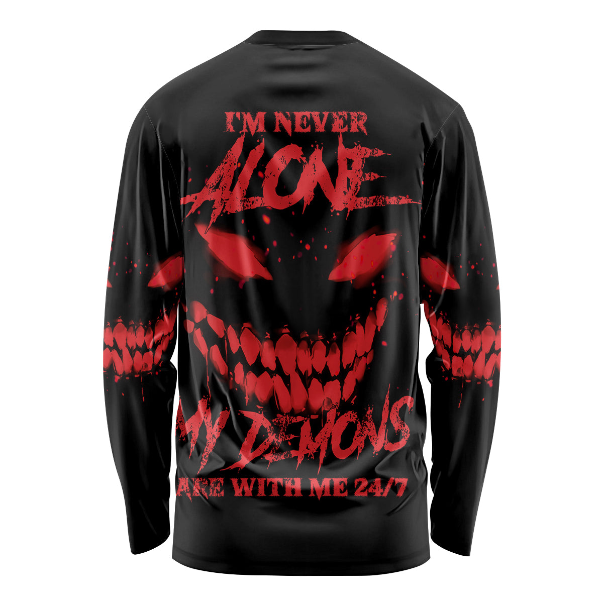 I'm Never Alone My Demon Are With Me Long Sleeve Shirt - Wonder Print Shop