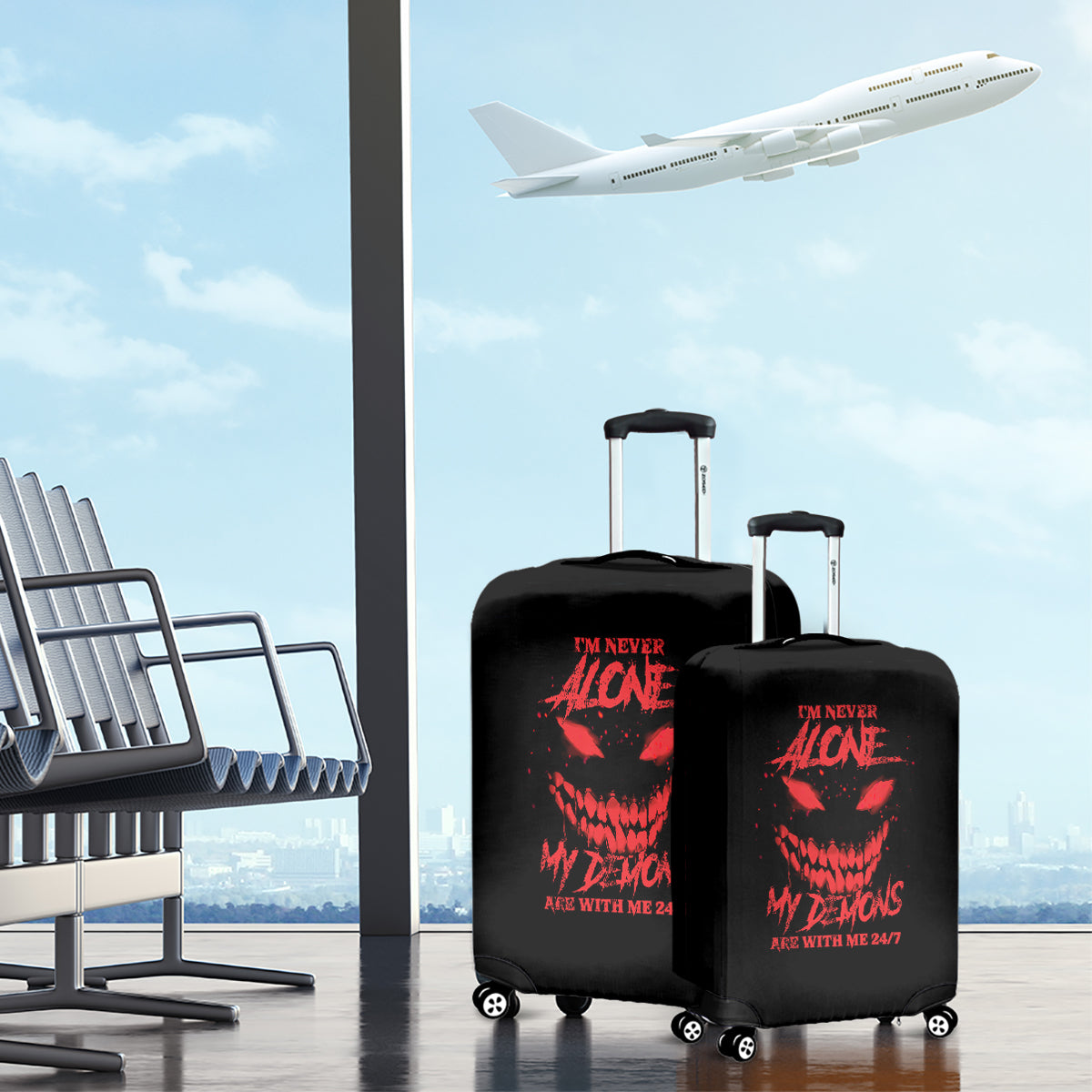 I'm Never Alone My Demon Are With Me Luggage Cover - Wonder Print Shop