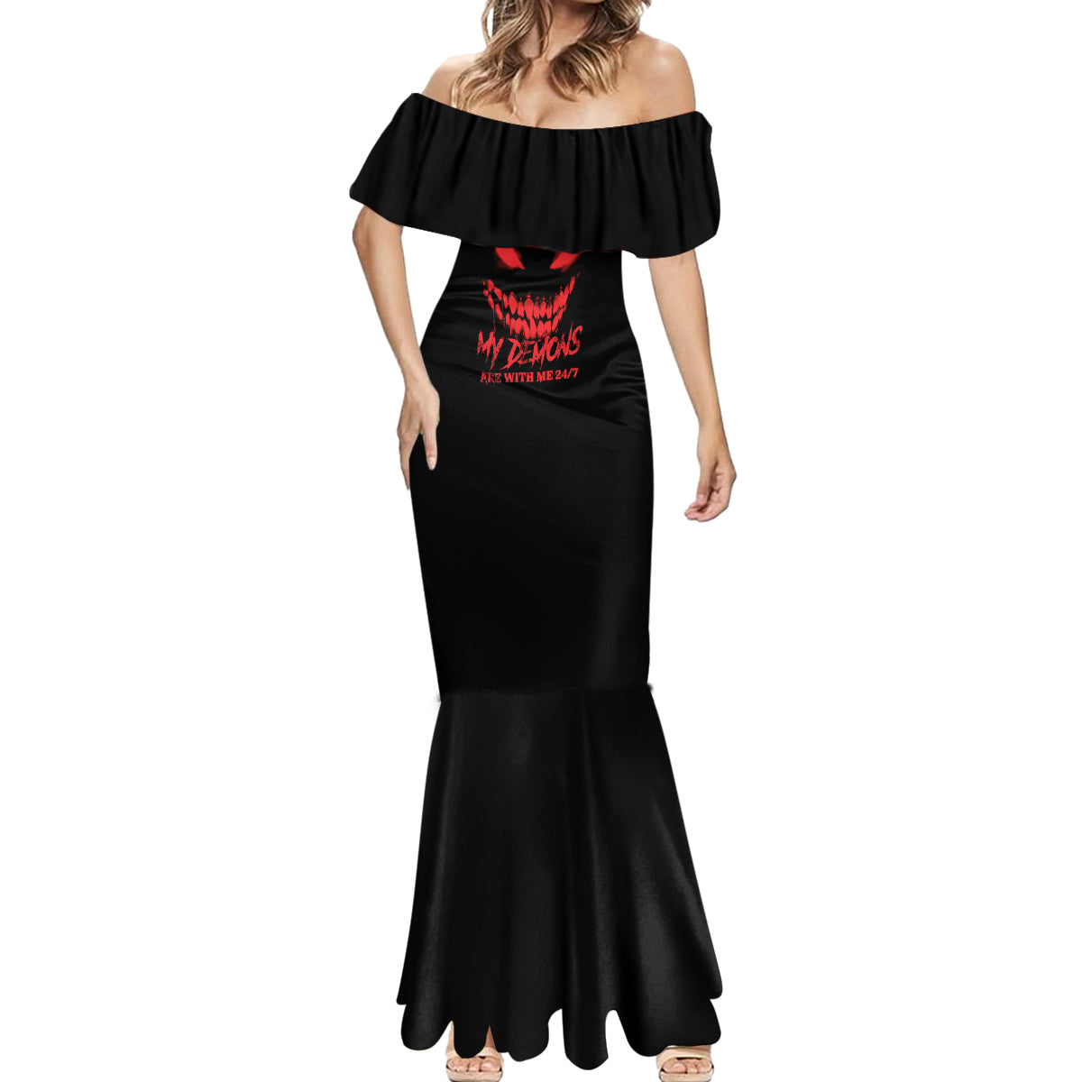 I'm Never Alone My Demon Are With Me Mermaid Dress - Wonder Print Shop