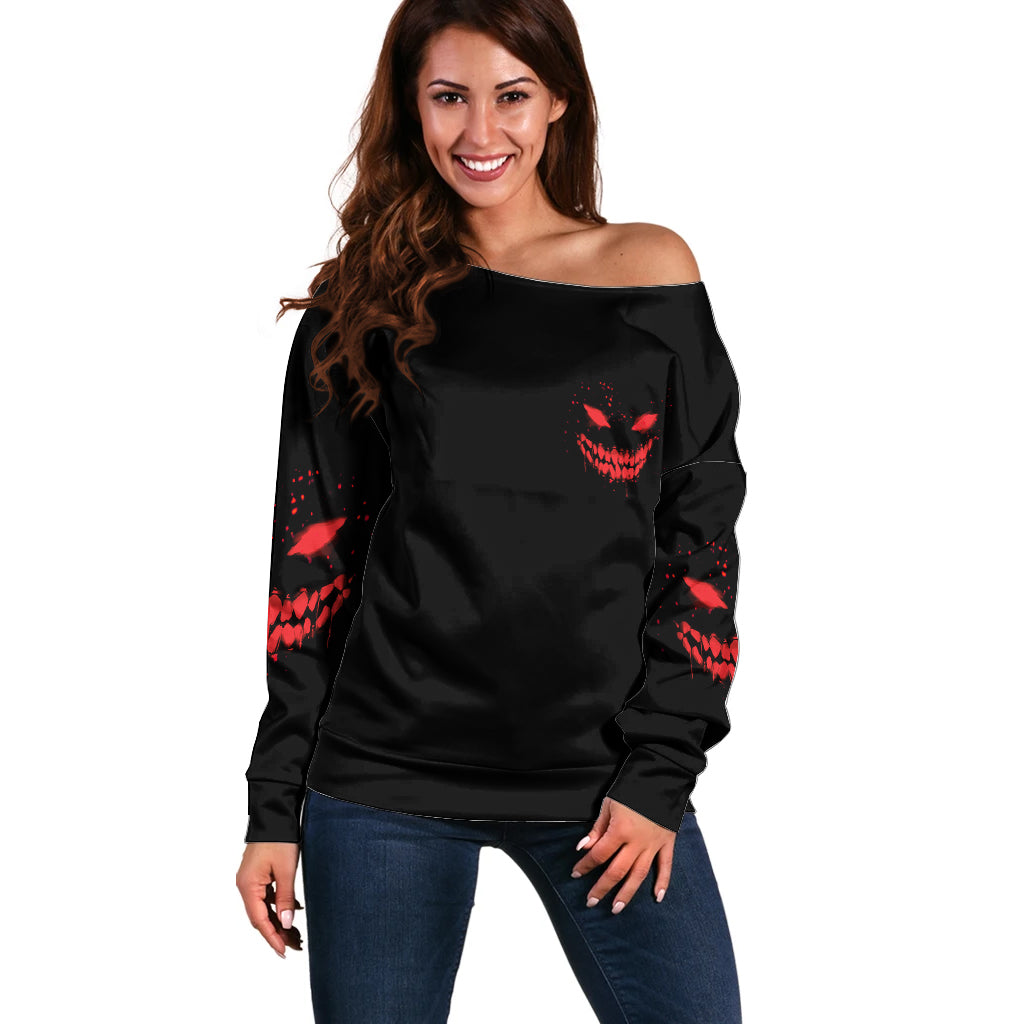 I'm Never Alone My Demon Are With Me Off Shoulder Sweater - Wonder Print Shop