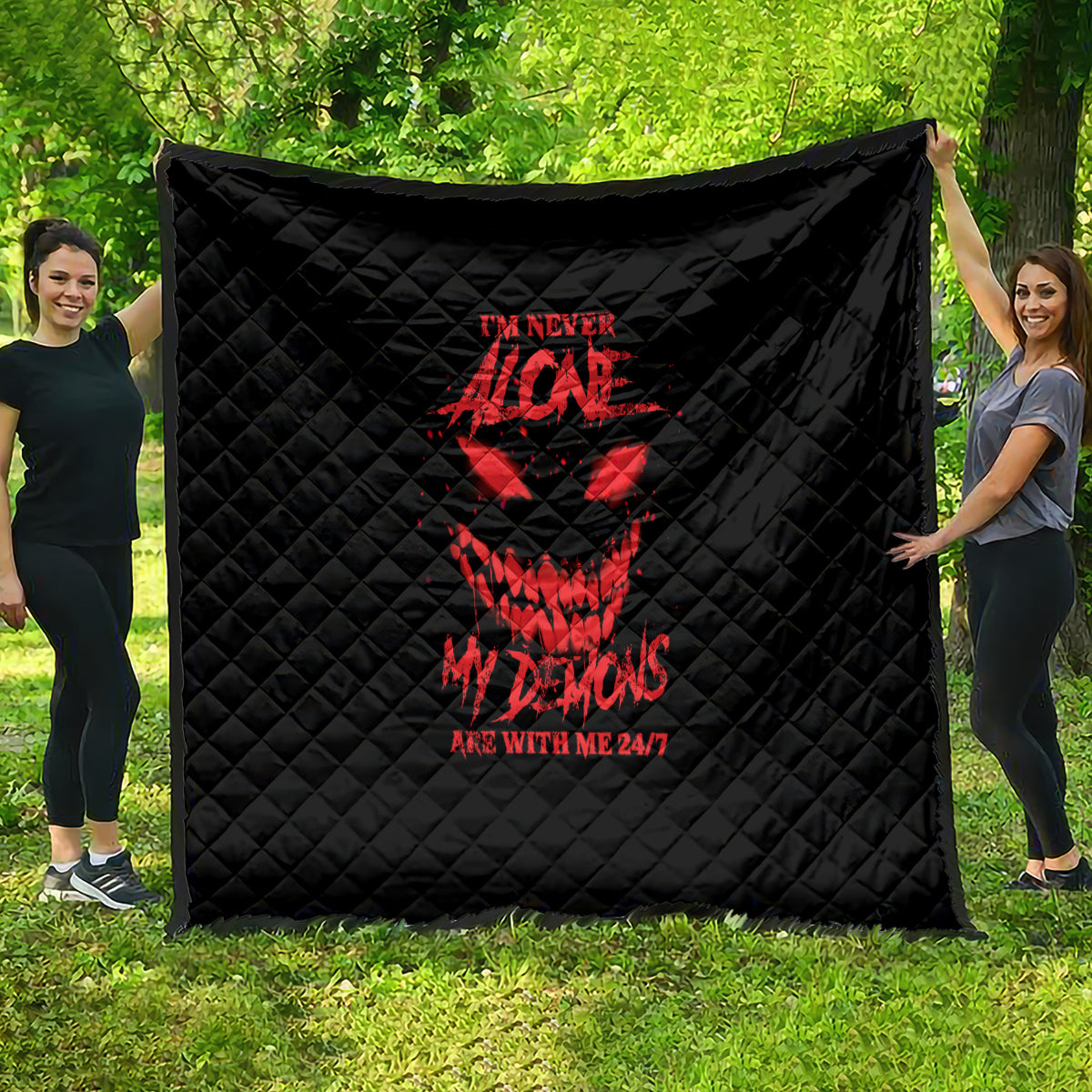 I'm Never Alone My Demon Are With Me Quilt - Wonder Print Shop
