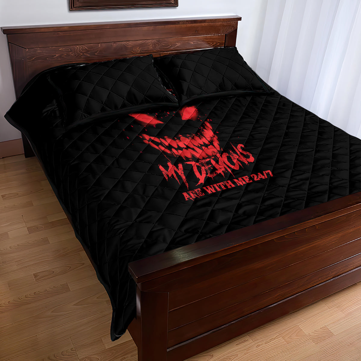 I'm Never Alone My Demon Are With Me Quilt Bed Set - Wonder Print Shop