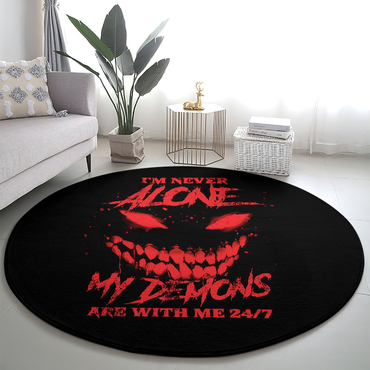 im-never-alone-my-demon-are-with-me-round-carpet