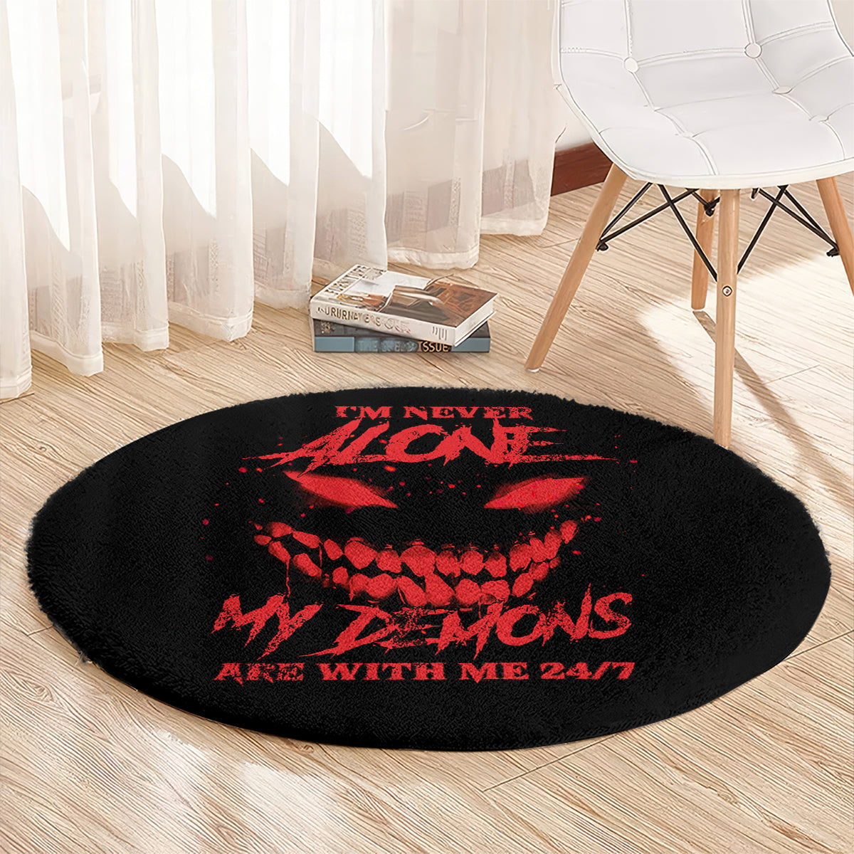 im-never-alone-my-demon-are-with-me-round-carpet