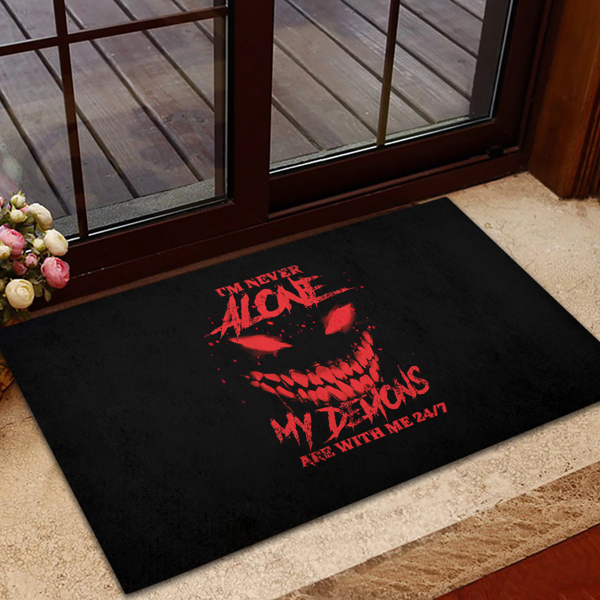 I'm Never Alone My Demon Are With Me Rubber Doormat - Wonder Print Shop