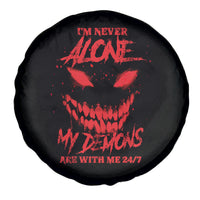 I'm Never Alone My Demon Are With Me Spare Tire Cover - Wonder Print Shop