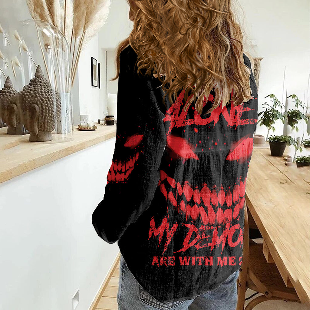 I'm Never Alone My Demon Are With Me Women Casual Shirt - Wonder Print Shop