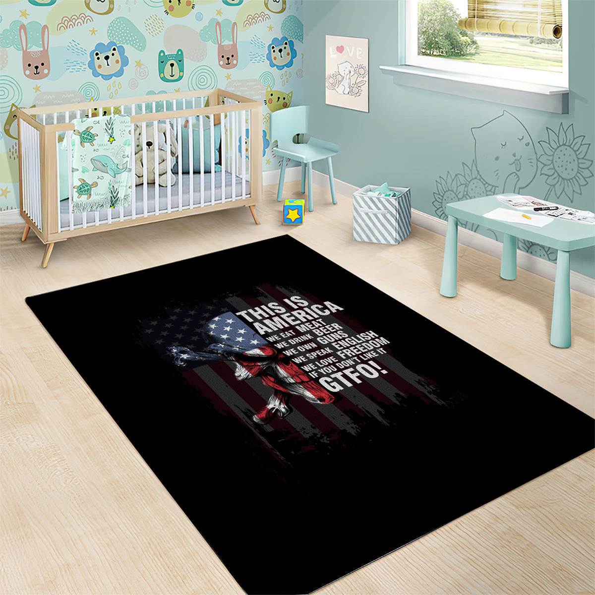 This Is America Patriotic Skull Area Rug - Wonder Print Shop