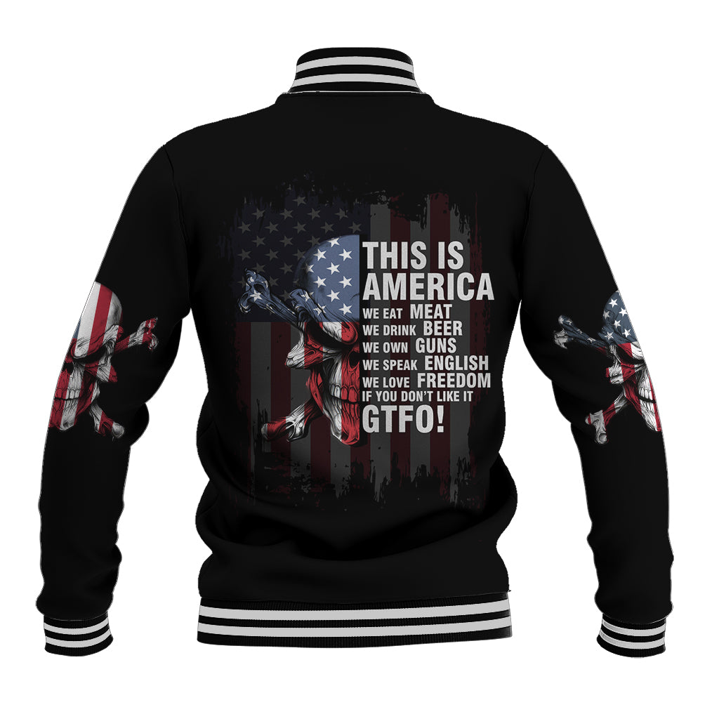 This Is America Patriotic Skull Baseball Jacket - Wonder Print Shop