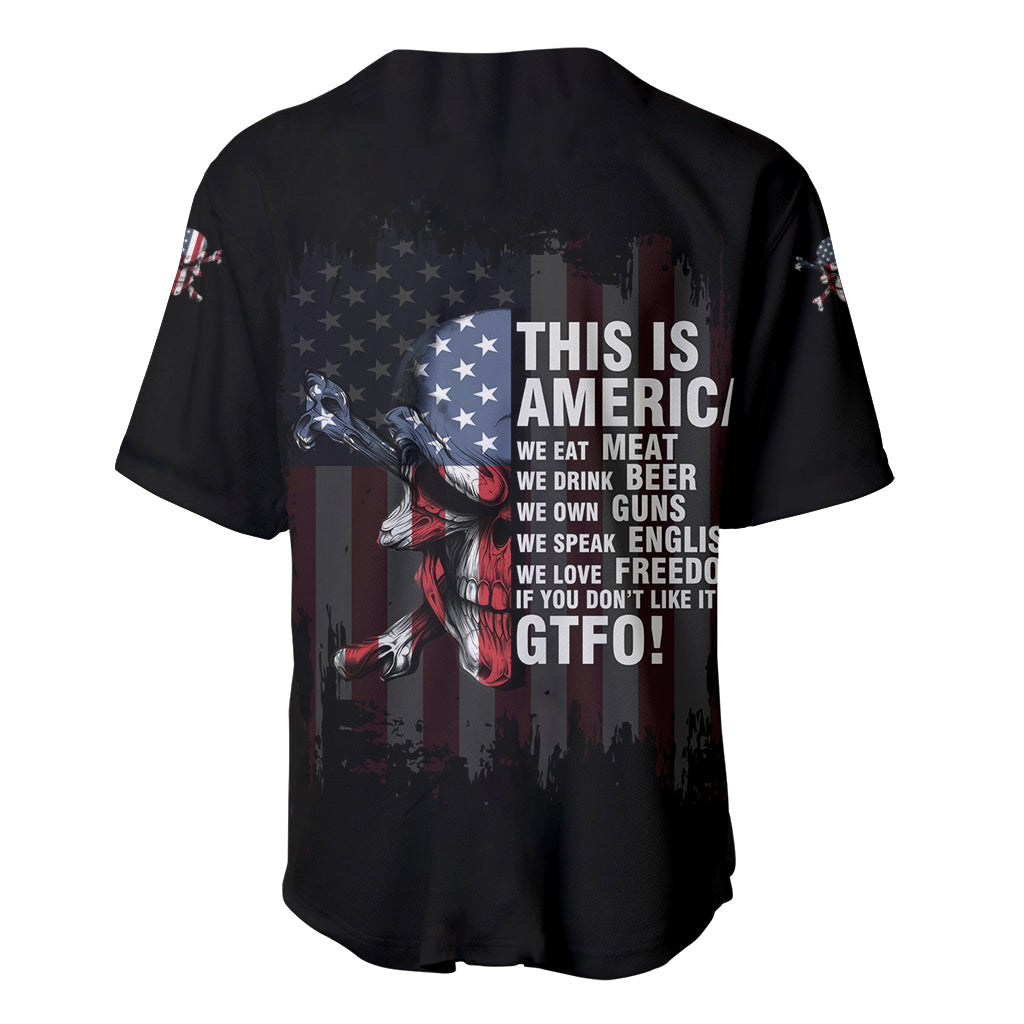 This Is America Patriotic Skull Baseball Jersey - Wonder Print Shop
