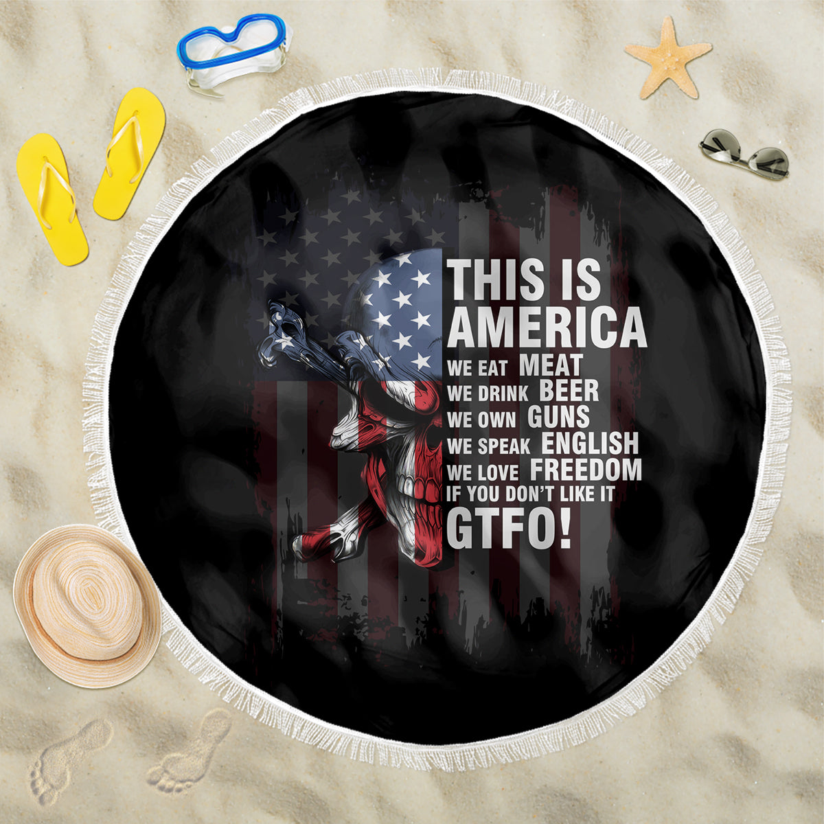 This Is America Patriotic Skull Beach Blanket - Wonder Print Shop