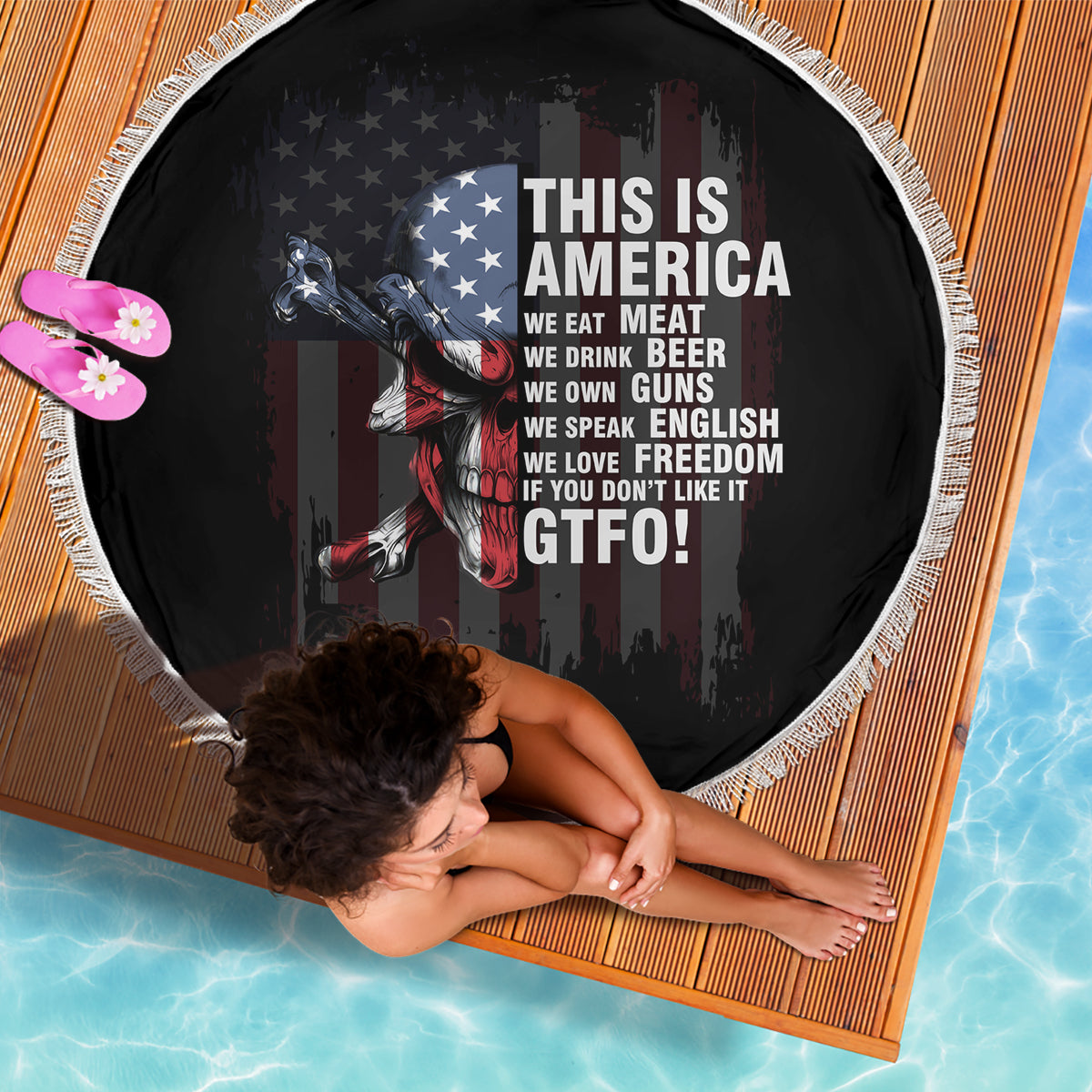 This Is America Patriotic Skull Beach Blanket - Wonder Print Shop