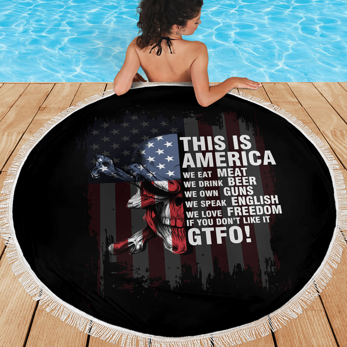 This Is America Patriotic Skull Beach Blanket - Wonder Print Shop