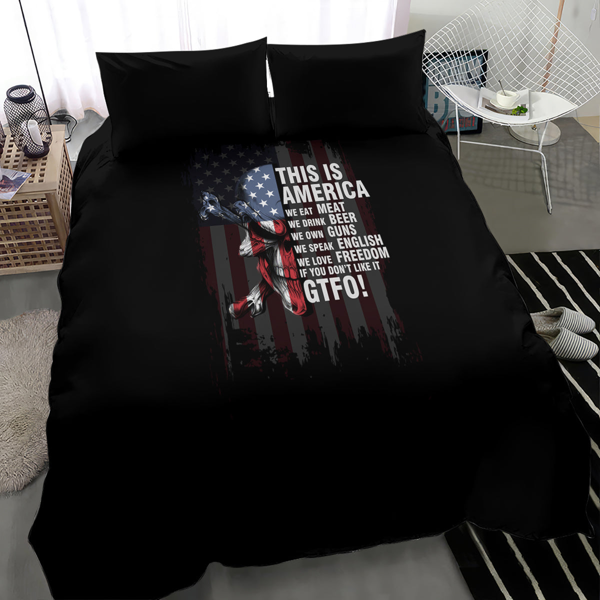 This Is America Patriotic Skull Bedding Set - Wonder Print Shop