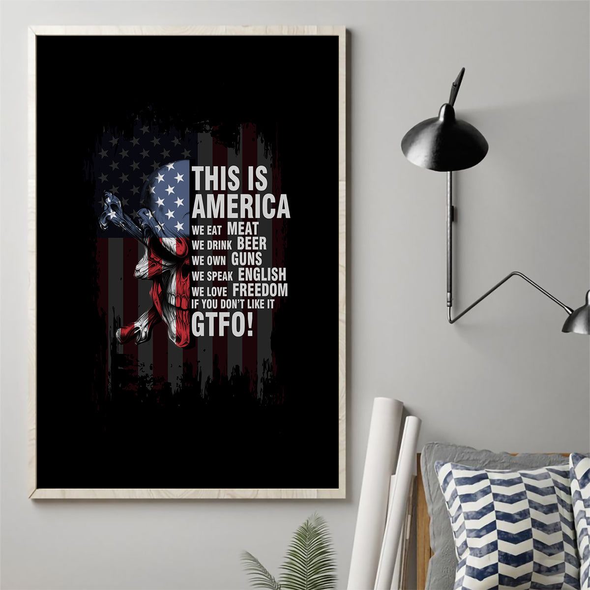 This Is America Patriotic Skull Canvas Wall Art - Wonder Print Shop