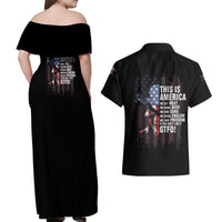 This Is America Patriotic Skull Couples Matching Off Shoulder Maxi Dress and Hawaiian Shirt - Wonder Print Shop