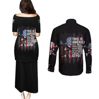 This Is America Patriotic Skull Couples Matching Puletasi Dress and Long Sleeve Button Shirt - Wonder Print Shop
