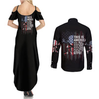 This Is America Patriotic Skull Couples Matching Summer Maxi Dress and Long Sleeve Button Shirt - Wonder Print Shop