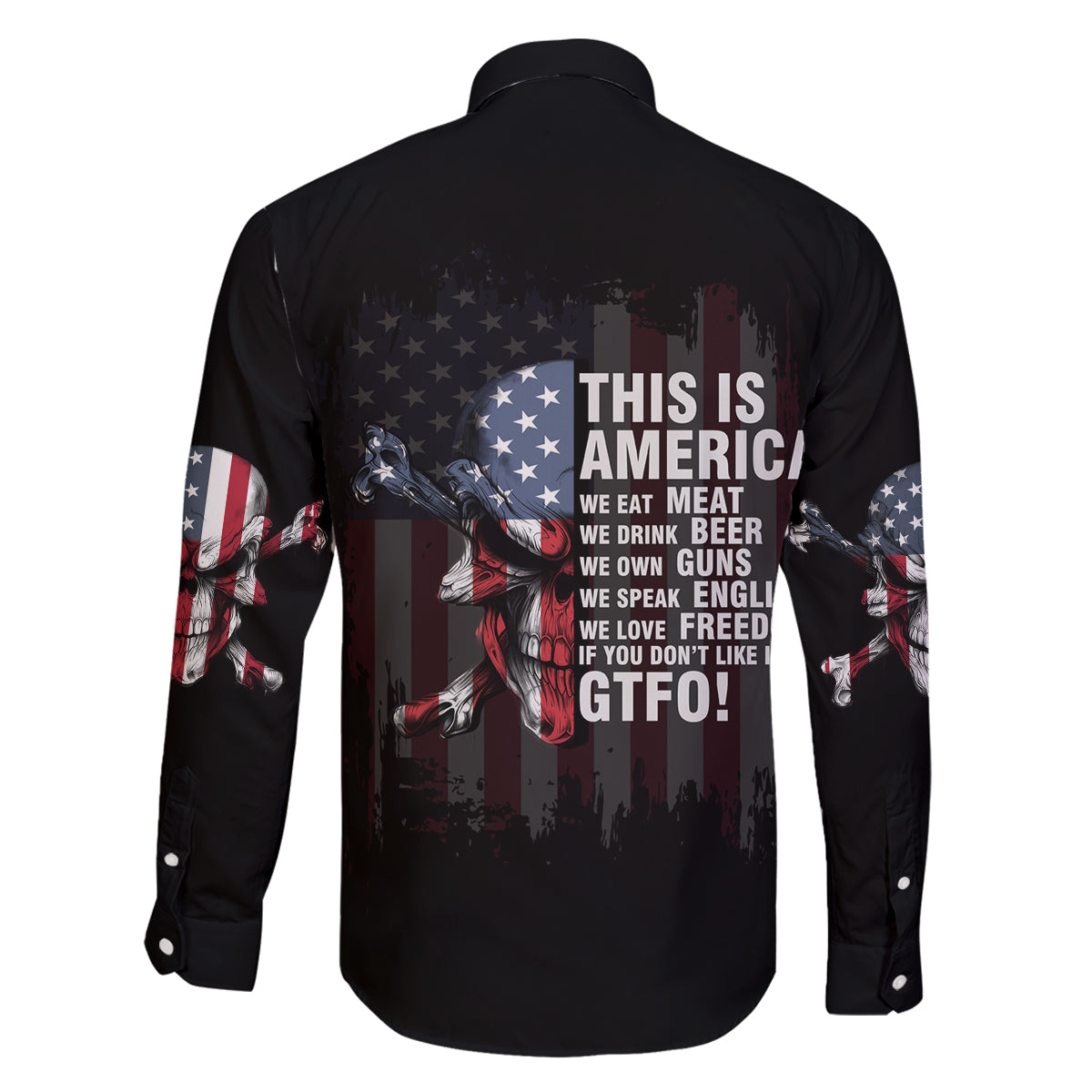 This Is America Patriotic Skull Family Matching Puletasi Dress and Hawaiian Shirt - Wonder Print Shop