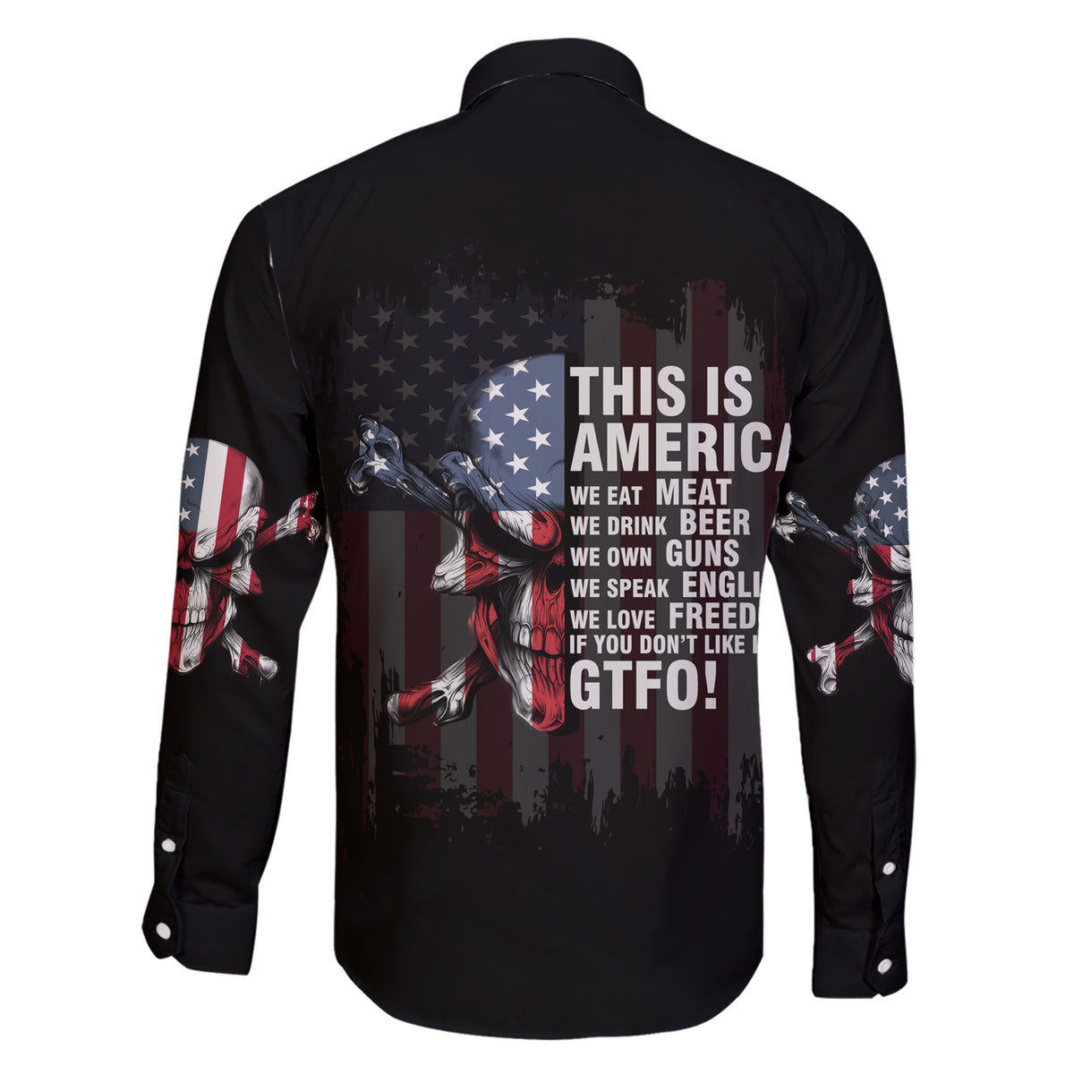 This Is America Patriotic Skull Family Matching Short Sleeve Bodycon Dress and Hawaiian Shirt - Wonder Print Shop