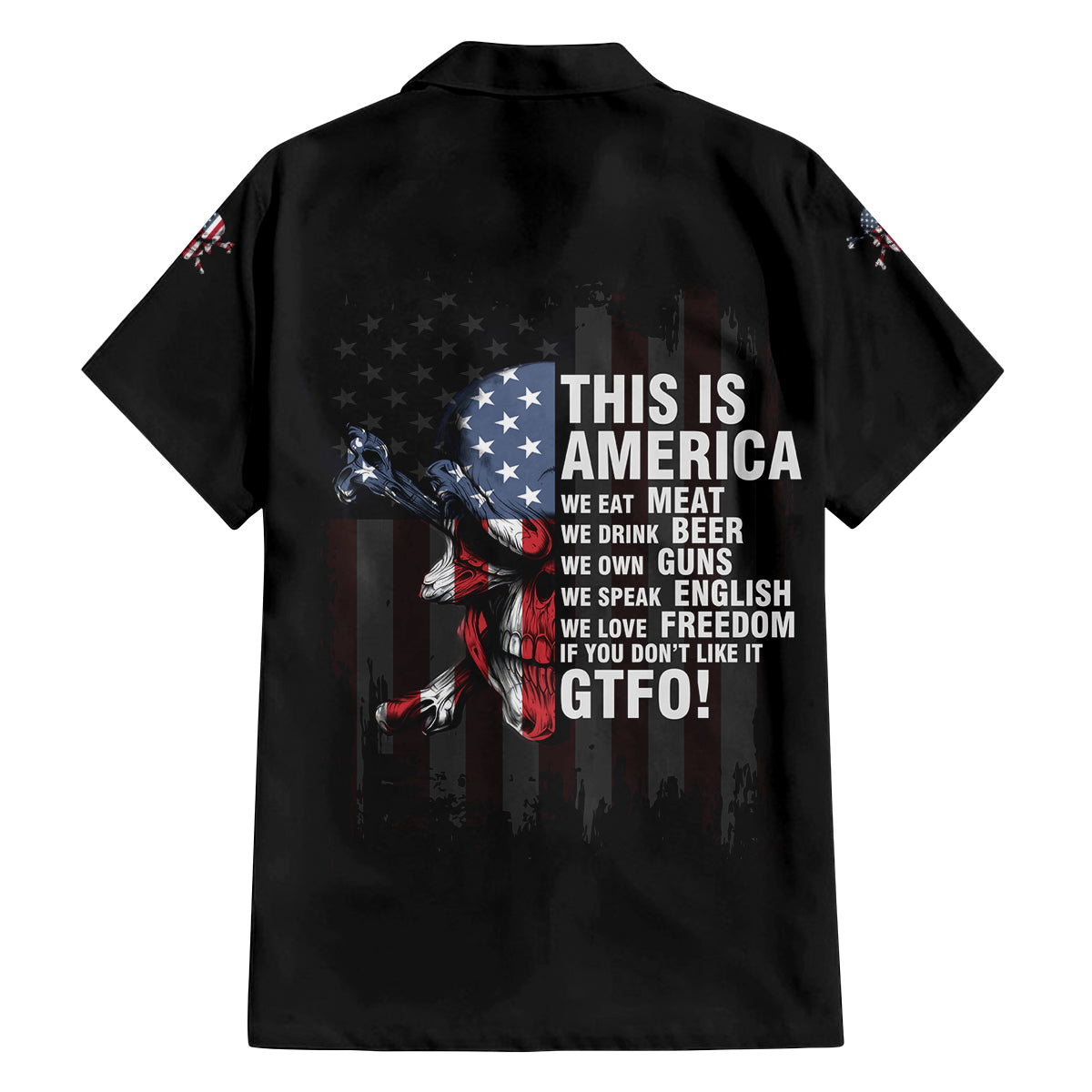 This Is America Patriotic Skull Family Matching Summer Maxi Dress and Hawaiian Shirt - Wonder Print Shop