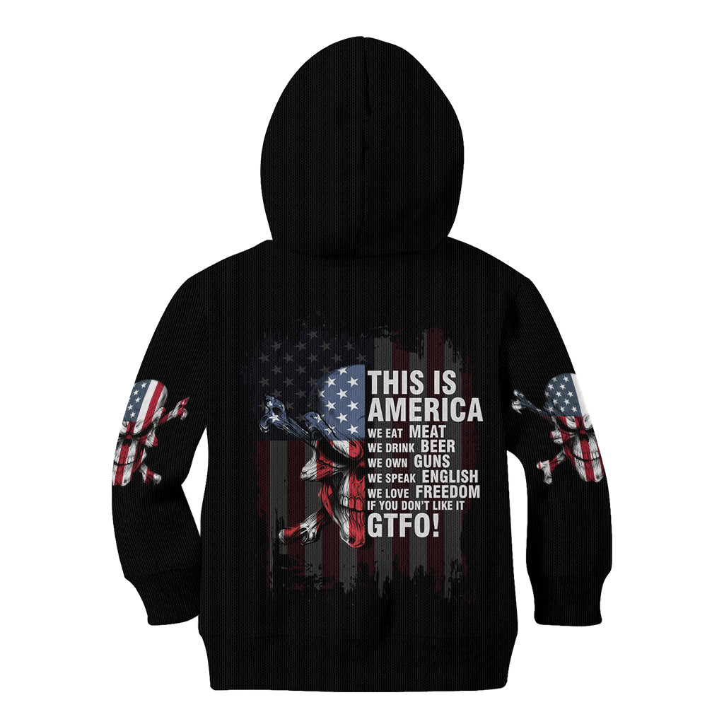 This Is America Patriotic Skull Kid Hoodie - Wonder Print Shop