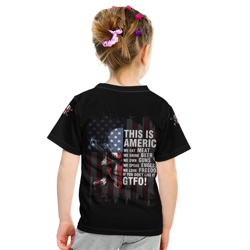 This Is America Patriotic Skull Kid T Shirt - Wonder Print Shop