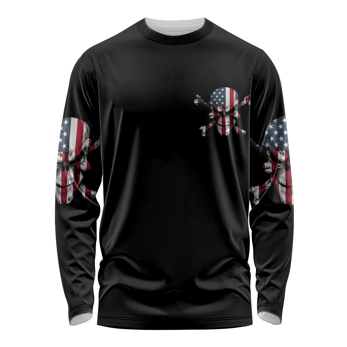 This Is America Patriotic Skull Long Sleeve Shirt - Wonder Print Shop