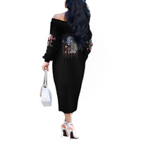 This Is America Patriotic Skull Off The Shoulder Long Sleeve Dress - Wonder Print Shop