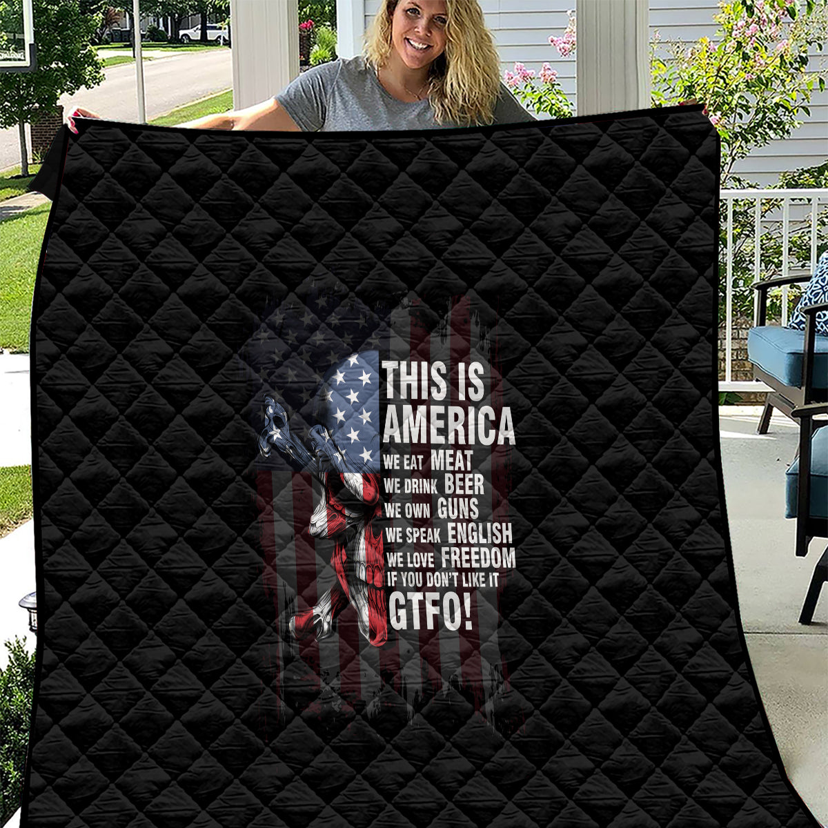 This Is America Patriotic Skull Quilt - Wonder Print Shop