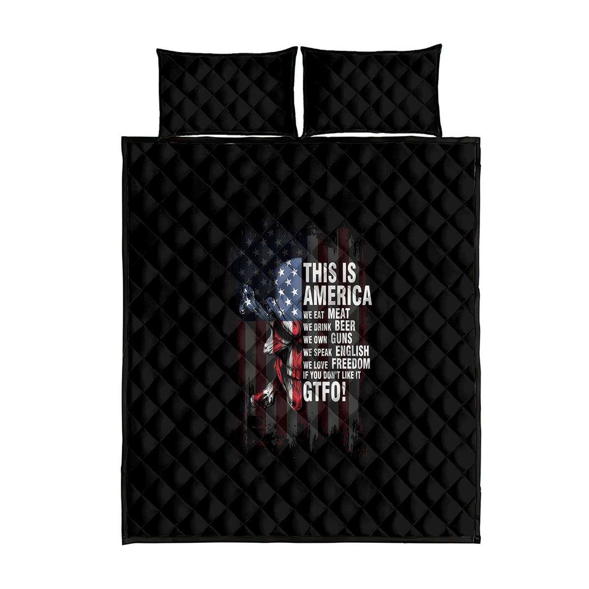 This Is America Patriotic Skull Quilt Bed Set - Wonder Print Shop